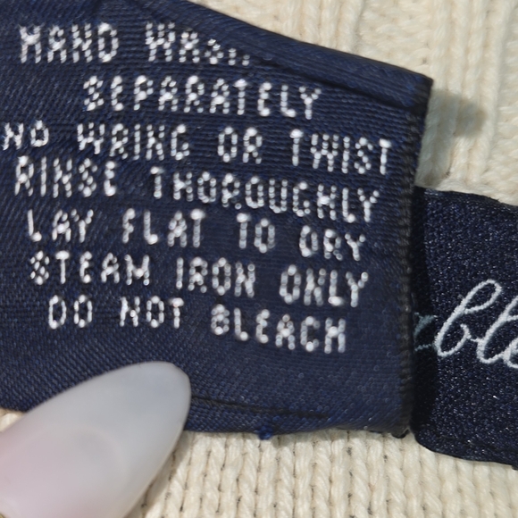 Mens Vintage Faconnable 100% Cream Navy Sweater Size Large - Picture 6 of 6